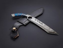 Custom Hand Forged, Damascus Steel Functional Kukri 14 inches, Tanto Kukri Knife, Kukri Battle Ready, With Sheath