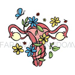 FEMALE REPRODUCTIVE SYSTEM FLORAL Love Print Vector Sketch