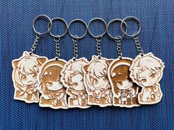 ONE of SET of 6 Spy x Family Wood Keychains, SXF Inspired Anime Chibi Charms Anya, Yor and Loid Forger
