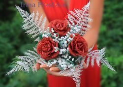 French Beaded Rose,  fern and lilies of the valley |  Beaded Flowers pattern | Seed bead patterns | Beading tutorial