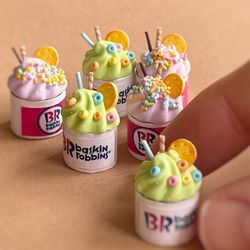 2 pcs., miniature ice cream cups for playing dollhouse, scale 1:12