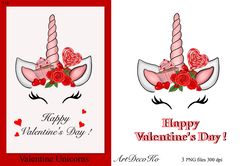 Love Valentine's Unicorn PNG Sublimation Design