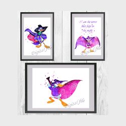 Darkwing Duck Disney Set Art Print Digital Files nursery room watercolor