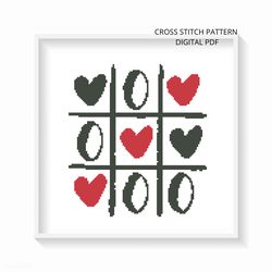 X O cross stitch pattern, Modern cross stitch pattern, Valentine embroidery, Instant download, Digital PDF