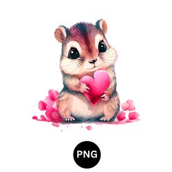Valentine watercolor chipmunk PNG digital download available instant download high quality 300 dpi