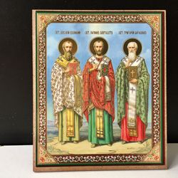 Basil the Great, John Chrysostom, Gregory the Theologian | Size: 4x4.7" ( 10 x 12 cm ) | Made in Russia
