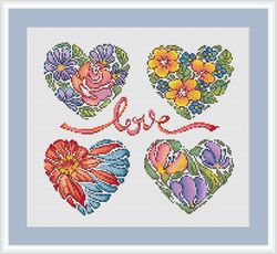 Heart Cross Stitch Pattern Love Cross Stitch Pattern Flower Cross Stitch Pattern Valentines Day Cross Stitch Pattern