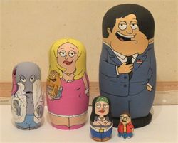 American Dad! cartoon heroes nesting dolls matryoshka - wooden custom Russian dolls hand painted