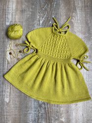 Hand knitted baby dress and socks set| Crocheted baby dress and socks set