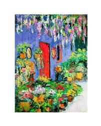 Garden Painting Original Art Mexican House Painting Impasto Oil Painting Flowers Painting Colorful Mexican Art 16"x12"