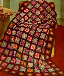 Vintage Crochet Pattern PDF, Granny Afghan, Blanket, Throw, Lapghan, Bedspread, Bed Cover Crochet Pattern PDF