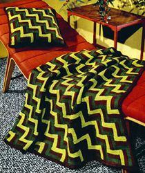 Vintage Crochet Pattern PDF, Crochet Afghan Jacob's Ladder Blanket & Pillow Pattern, Zig Zag Cushion Throw, Lap Blanket