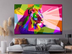 colorful lion canvas art , lion wall art, , animal wall art, animal canvas , abstract wall art, home decor, wall decor