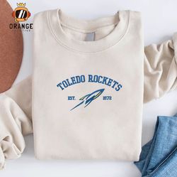 Toledo Rocket Embroidered Sweatshirt, NCAA Embroidered Shirt, Embroidered Hoodie, Unisex T-Shirt
