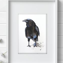 Raven original birds watercolor, bird painting bird crow watercolor art by Anne Gorywine