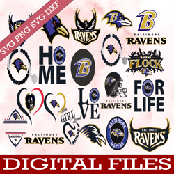 Bundle 26 Files Baltimore Ravens Football team Svg, Baltimore Ravens svg, NFL Teams svg, NFL Svg, Png, Dxf, Eps