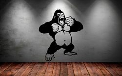 Gorilla Sticker, Angry Gorilla, A Wild Animal, Car Sticker Wall Sticker Vinyl Decal Mural Art Decor