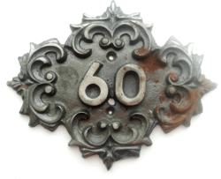 Address cast iron number plaque 60 - vintage apartment number sign