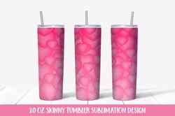 3d hearts skinny tumbler sublimation wrap