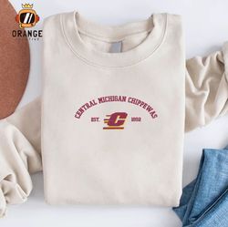 Central Michigan Chippewas Embroidered Sweatshirt, NCAA Embroidered Shirt, Embroidered Hoodie, Unisex T-Shirt