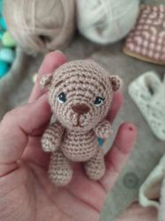 PATTERN little Taddy Bear in Christmas socks pdf in English, crochet bear cub tutorial, DIY amigurumi toys.