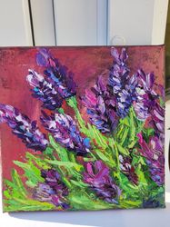Lavender Flower Oil Painting, Handmade Plant Canvas Painting, Floral Themed Painting, Unique Art Gift for Home Decor