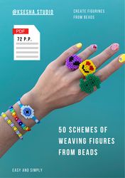 Digital beading guide. PDF file. Beaded figure weaving schemes. beading patterns. create beaded jewelry. DIY beaded ring