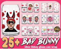 25 file Valentine Bad Bunny Glass Can Wrap SVG bundle , Valentine day SVG, Silhouette, Digital , Instant Download