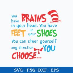 You Have Brains In Your Head You Have in Your Shoes svg, Dr.Seuss svg, Dr. Seuss Quotes Svg