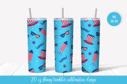 American Patriotic Fireworks Tumbler Wrap Sublimation. Independende Day Tumbler Design