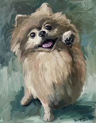 spitz dog painting portrait of an animal oil painting