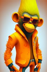 Monkey Character full hd cartoon 3d carrot ivoky yellow colors monkey trifle Couture Show snoop dogg , 8k, Rare Style Co