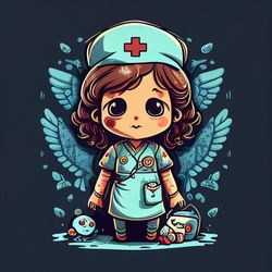 t-shirt ,vector, cute nurse ,graphics, detailed, design, pixar, colorful