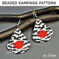 Zebra Beaded earrings pattern, Beading pattern, Striped Seed bead Beadwork Drop earring brick stitch DIY Jewelry Making