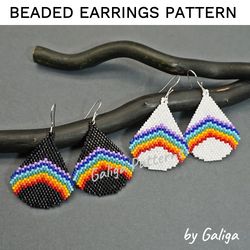 Rainbow Beaded earrings patterns 2 colors, Beading pattern, Colorful Seed bead LGBT Jewelry DIY Beadwork Accessory