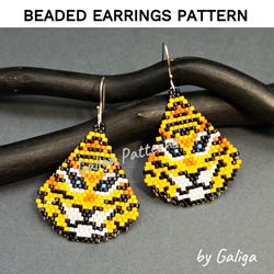 Tiger Beaded Earrings Pattern Animal Seed Bead Earring Brick Stitch Beading Design Beadwork Ornament Zodiac Jewelry