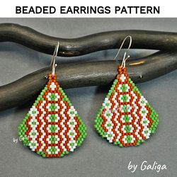 Boho Style Beaded Earrings Pattern Brick Stitch Seed Bead Earring Beading Design Beadwork Ornament Necklace Pendant