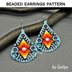 Ethnic Style Teardrop Beaded Earrings Pattern Brick Stitch Seed Bead Earring Beading Design Beadwork Beadwooven Schema