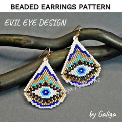 Evil Eye Beaded Earrings Pattern Brick Stitch Geometric Seed Bead Earring Beading Design Beadwork Beadwooven Ornament