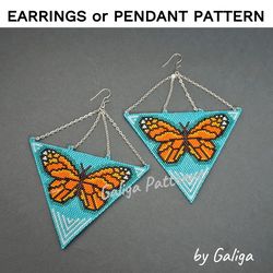 Butterfly Beaded Earrings Pattern Brick Stitch Geometric Seed Bead Earring Beading Design Beadwork Jewelry Making DIY