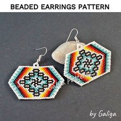 Big Colorful Beaded Earrings Pattern Brick Stitch Seed Bead Earring Ethnic Beading Ornament Beadwork Do it Yourself