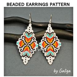 Colorful and White Beaded Earrings Pattern Brick Stitch Seed Bead Earring Beading Design Beadwork Do it Yourself Jewelry