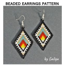 Ocean Sunset Small Beaded Earrings Pattern Brick Stitch Geometric Seed Bead Earring Beading Design Beadwork Jewelry