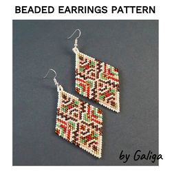 Ethnic Style Beaded Earrings Pattern Brick Stitch Geometric Seed Bead Earring Beading Design Beadwork Jewelry Making