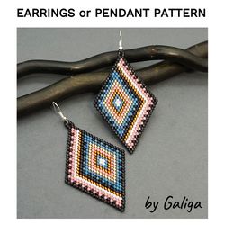Pink Blue Gold Beaded Earrings Pattern Brick Stitch Geometric Seed Bead Earring Beading Design Beadwork Jewelry Making