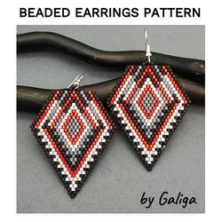 Diamond-shaped Beaded Earrings Pattern Brick Stitch Geometric Seed Bead Earring Beading Design Beadwork Jewelry Making
