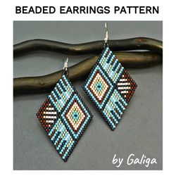 Stylized Fish Beaded Earrings Pattern Brick Stitch Geometric Seed Bead Earring Beading Design Beadwork Jewelry Making