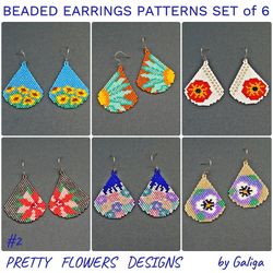 Bead Earrings Patterns Brick Stitch Beaded Flower Jewelry Designs Floral Beading Accessory Drop Earrings Beadwork Delica