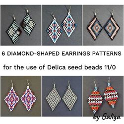 Seed Bead Earrings Patterns Set Brick Stitch Rhomb Beadwoven Jewelry Beaded Ornaments Geometric Designs Beadwork Delica