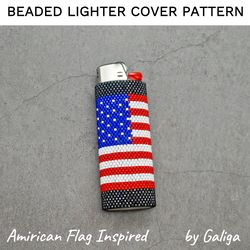 American Flag Lighter Cover Pattern US Flag Beaded Lighter Case DIY Accessory USA Patriotic Beading Seed Bead Patterns